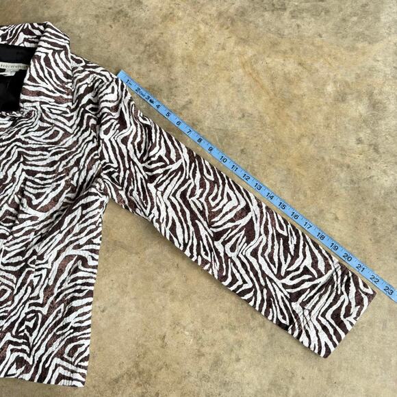 Vintage brown and white zebra print button-up blazer jacket - Picture 7 of 7